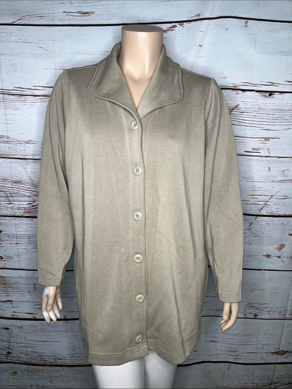 Denim & Co. Active NWT Size 2X Tan Button Down Sweater Coatigan - Coat Cardigan